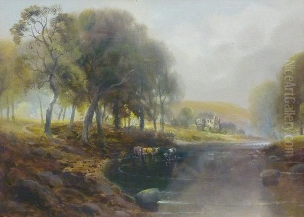 Bolton Abbey On The Wharfe Oil Painting by Walter Meegan