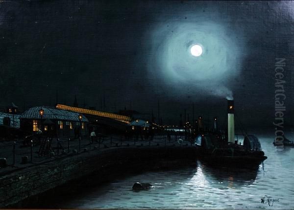 Liverpool Landing Stage Oil Painting by Walter Meegan