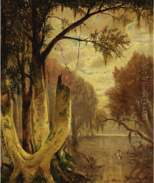 Louisiana Bayou Oil Painting by Joseph Rusling Meeker