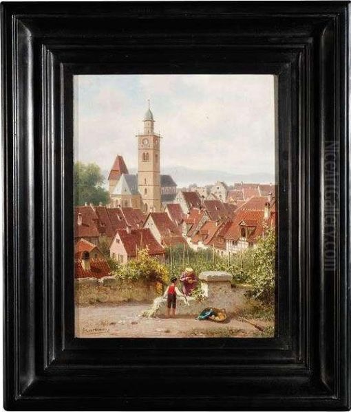 Uberlingen Atlake Constance Oil Painting by Arnold Meermann