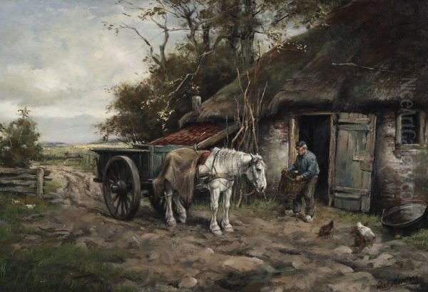 Morning Chores On The Farm Oil Painting by Dirk Meesters