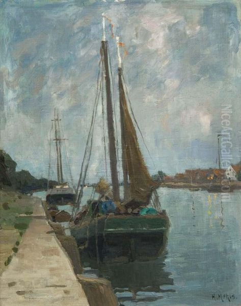 Segelboote Am Pier Oil Painting by Hanna Mehls