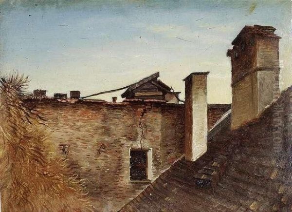 Boulders Back Of A House Oil Painting by Josef Meisl