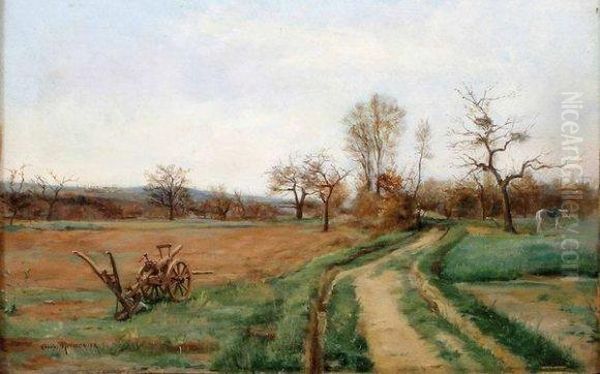 Paysage A La Charrue Oil Painting by Jean-Charles Meissonier