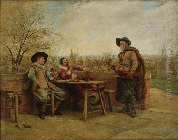 Springtime On The Terrace Oil Painting by Jean-Charles Meissonier