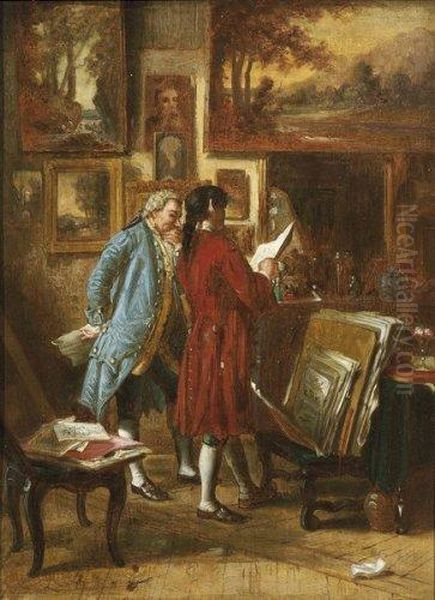 Les Amateurs D'art. Oil Painting by Jean-Charles Meissonier