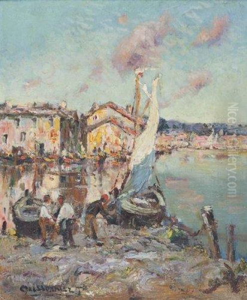 Les Martigues. Oil Painting by Joseph Francois X. Meissonnier