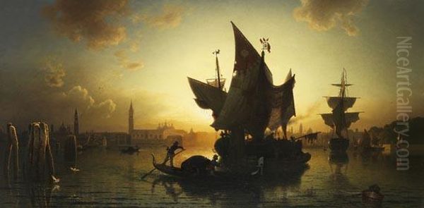 Ansicht Von Venedig In Der Abendsonne Oil Painting by Ludwig Meixner