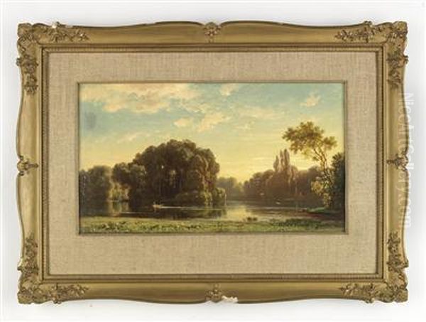 Landschaft Mit Einem Teich Oil Painting by Ludwig Meixner