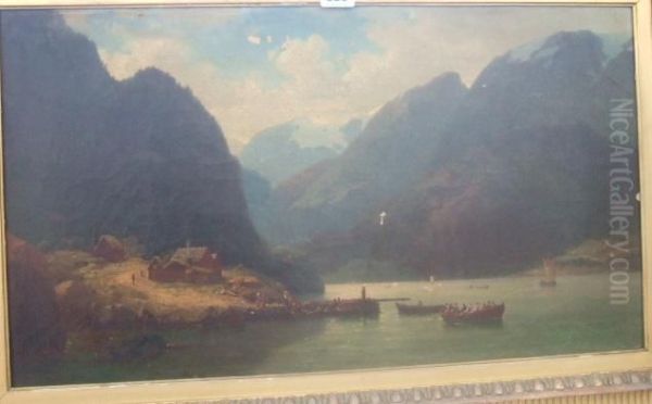 Fjord Scene Oil Painting by William Melby