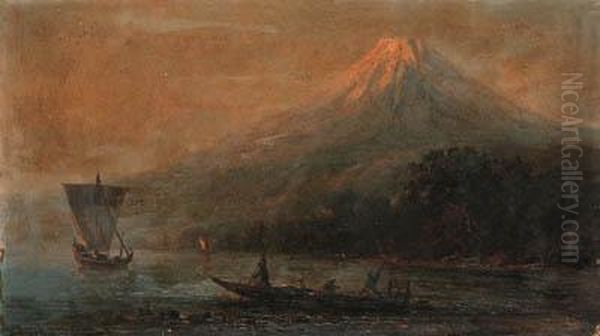 Mount Fiji, Japan Oil Painting by Fritz Sigfried G. Melbye