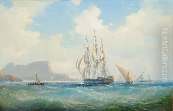 A Royal Navy Oil Painting by Vilhelm Melbye