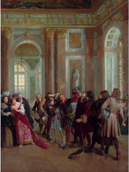 Jean Bart In The Galerie Des Glaces At Verailles Oil Painting by Gaston Melingue