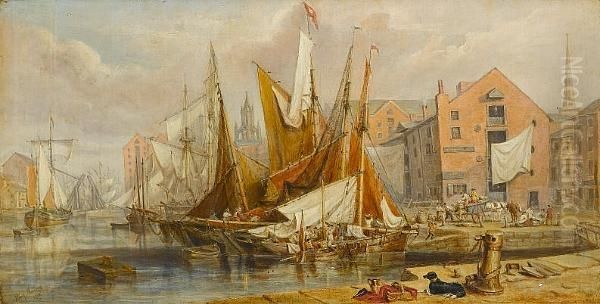 The Liverpool Waterfront 1835 Oil Painting by Henry Melling