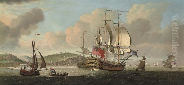 A Squadron Of The Red In The Channel Off Dover Oil Painting by Thomas Mellish