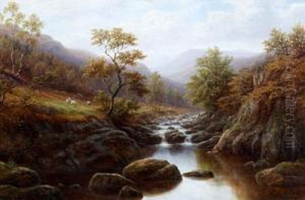 'on The Wharfe, Yorkshire', And 'autumn On The Lledr, North Wales' Oil Painting by William Mellor