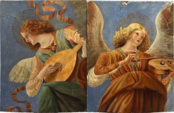 An Angel Playing The Lute; And An Angel Playing The Viol Oil Painting by Melozzo da Forli