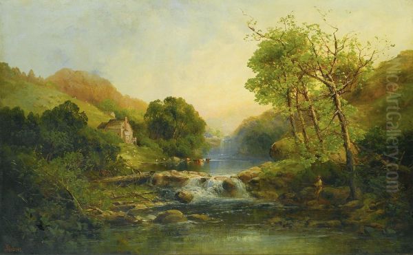 A River In Summer Oil Painting by Andrew Melrose