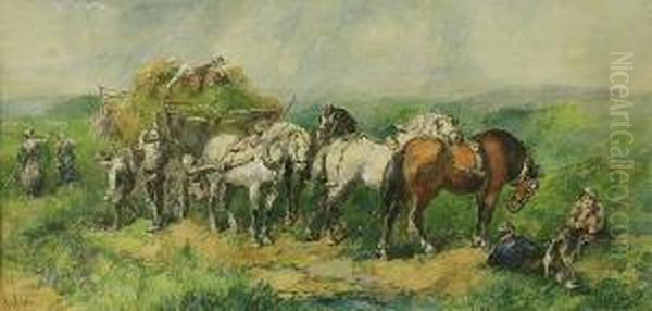 Harvest Time, A Set Of Five Works Oil Painting by Harden Sidney Melville