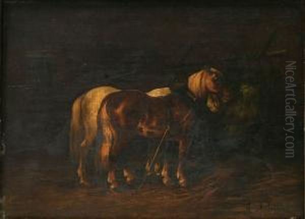 Paarden In De Stal Oil Painting by Harden Sidney Melville