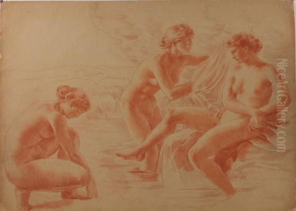 Le Bain De Diane Oil Painting by Emile Rene Menard