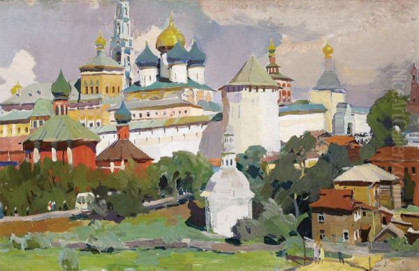 In Zagorsk Oil Painting by Victor P. Menard