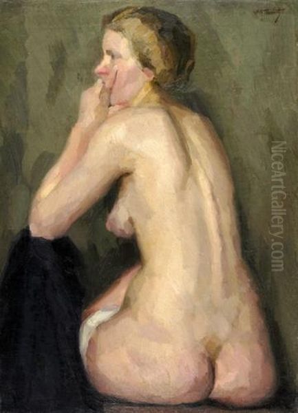 Nude From The Back Oil Painting by Arthur Mendel