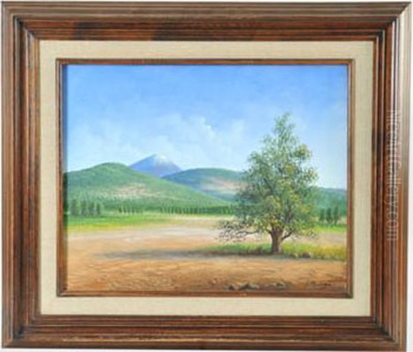 Sin Titulo (paisaje Con Arbol) Oil Painting by Mendoza