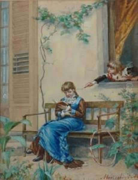 Girl Reading. Oil Painting by Matteo Meneghini