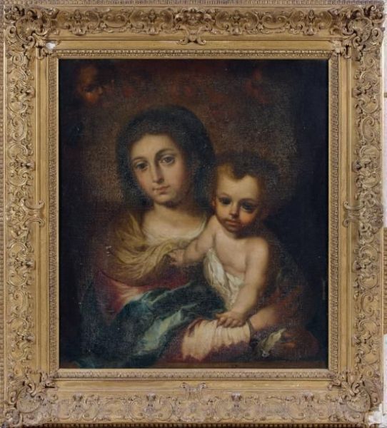 Vierge A L'enfant Oil Painting by Francisco Meneses Osorio