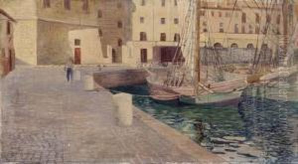 Il Porto Di Anzio Oil Painting by Pietro Mengarini