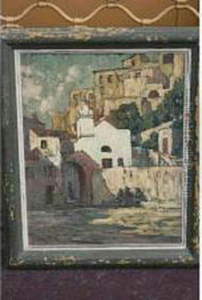 Village Corse Paire D Hu Oil Painting by Charles Auguste Mengin