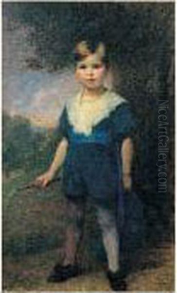 Portrait D'enfant Au Fouet Oil Painting by Charles Auguste Mengin