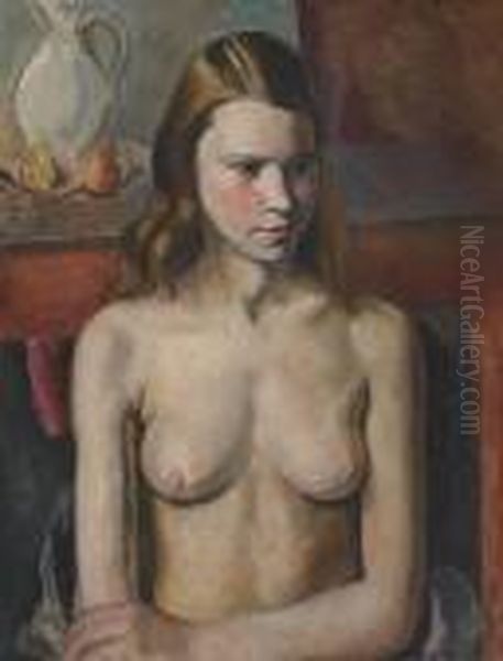 Seated Nude Oil Painting by Bernard Meninsky