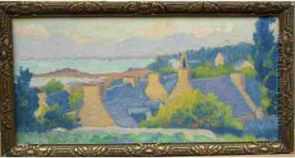 Les Toits Sur La Mer A L'ile Aux Moines Oil Painting by Charles Menneret