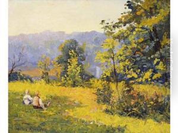 Enfants Dans Un Paysage Oil Painting by Charles Menneret