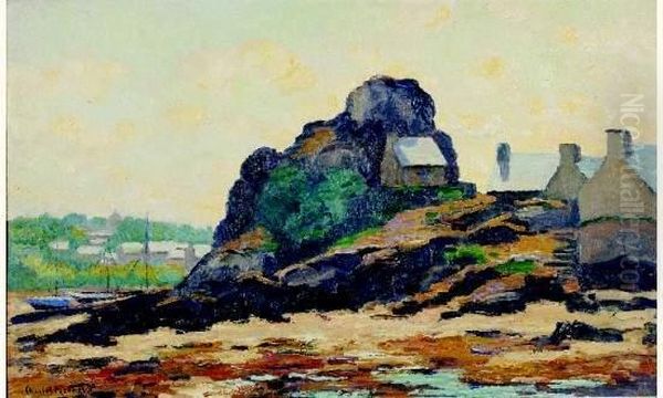 Le Grand Rocher, Loguiry-sur-mer A Maree Basse Oil Painting by Charles Menneret