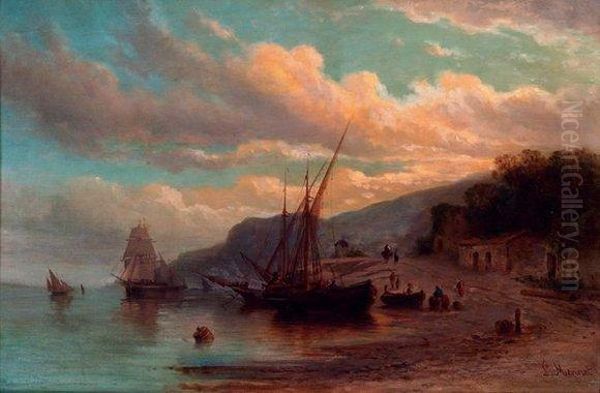 Le Port De Marseille Oil Painting by Louis Mennet