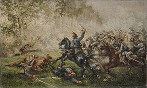 Escena De Batalla, C. 1895 Oil Painting by Armando G. Menocal