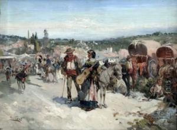 Les Gitans En Espagne Oil Painting by Manuel Mensa Salas