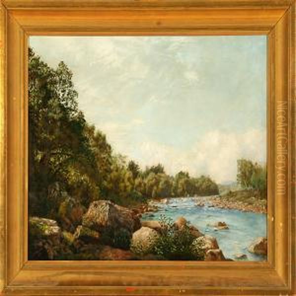 View Of A River Oil Painting by John Menzies