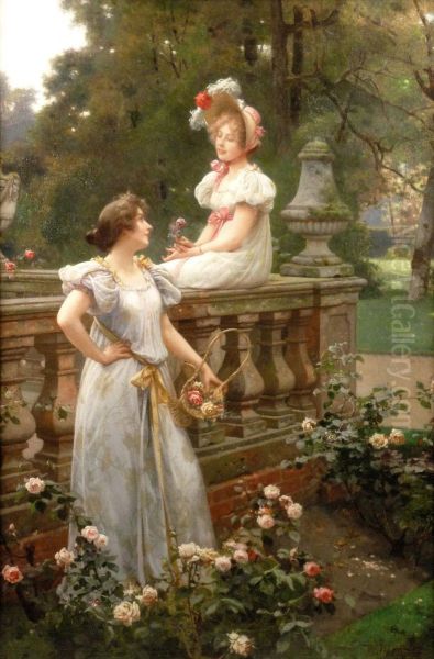 In The Garden Oil Painting by Wilhelm Menzler Casel