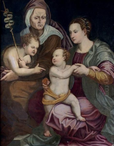 Vierge A L'enfant Avec Sainte Anne Et Saint Jean-baptiste Oil Painting by Francesco Menzocchi