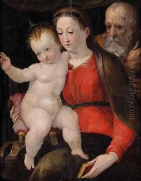 Madonna Col Bambino E San Giuseppe Oil Painting by Francesco Menzocchi