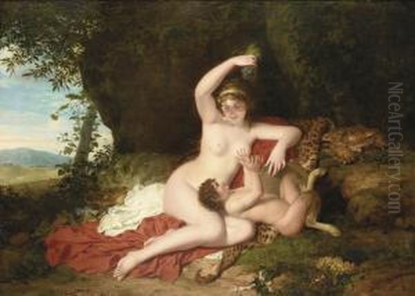 Erigone And Bacchus Oil Painting by Leonor Merimee