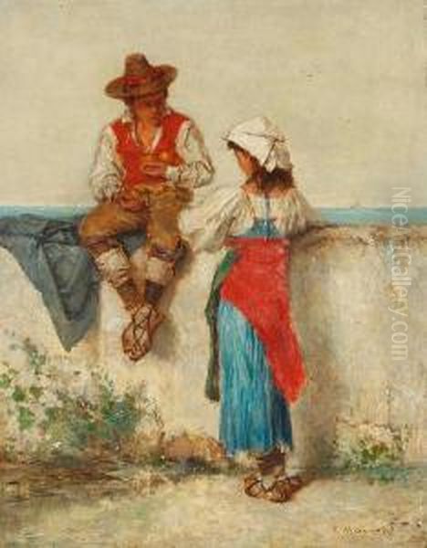 Italian Courtship Oil Painting by Ignacio Merino