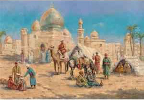 Resting Near A Mosk Oil Painting by Rene Merion