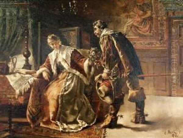 The Suitor Oil Painting by Eduard Merk