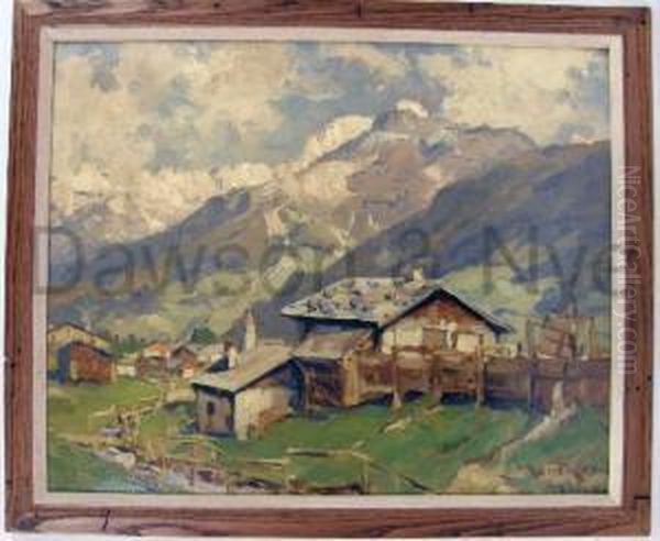 An Alpine Landscape Oil Painting by Max Merker