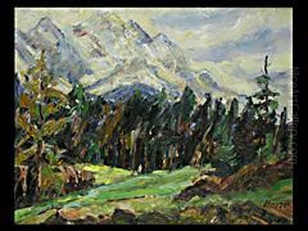 Alpenlandschaft Oil Painting by Johanna H. Merre